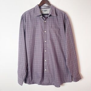 Eddie Bauer Dress Shirt Mens XLarge Wrinkle Free Relaxed Fit Plum Purple Check